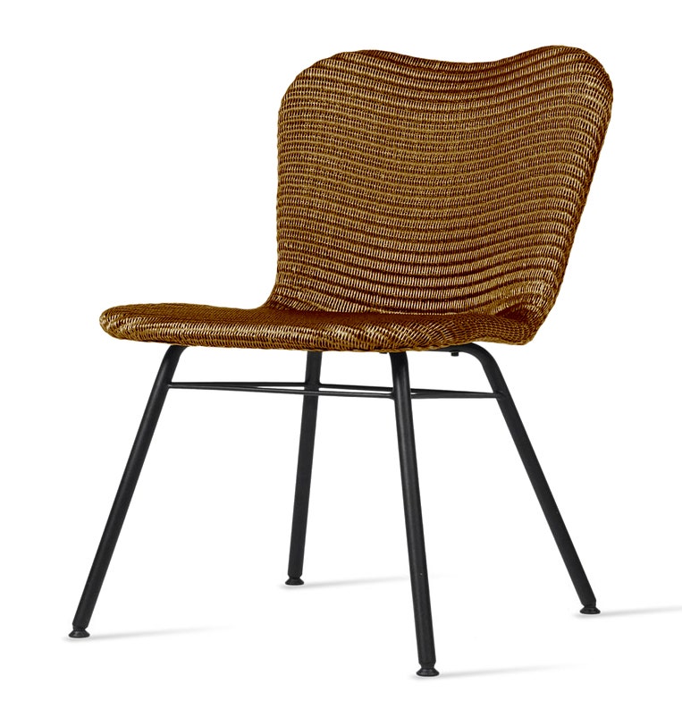 Chaise LILY, Piètement acier noir, Assise loom Caramel P006