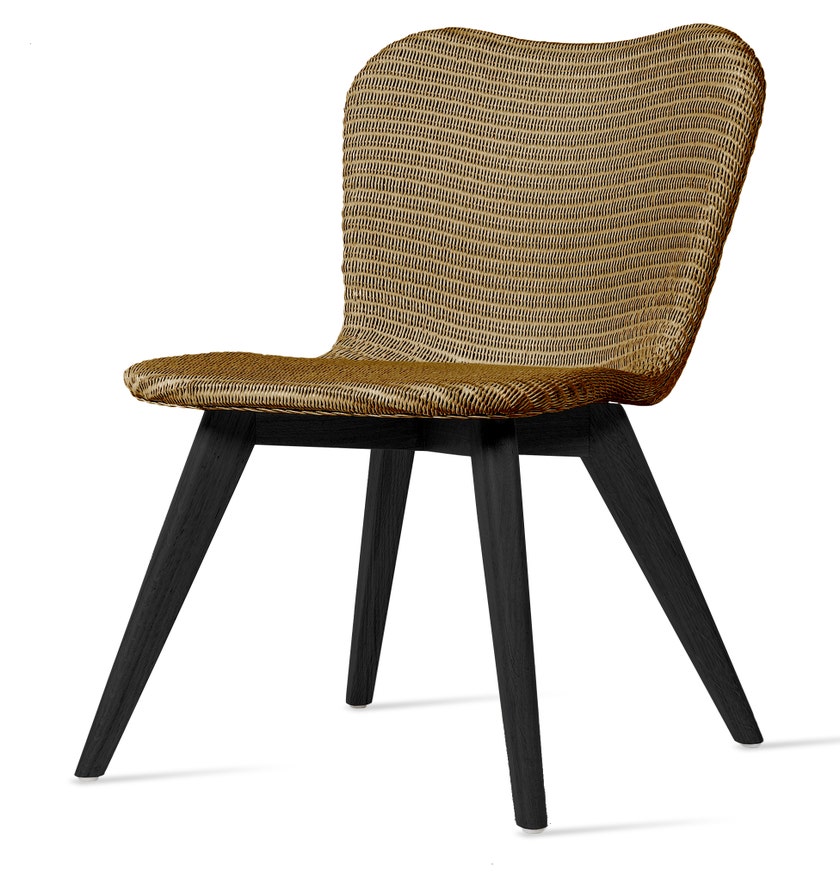 Chaise LILY, Piétement Black Stain, Assise Lloyd loom caramel