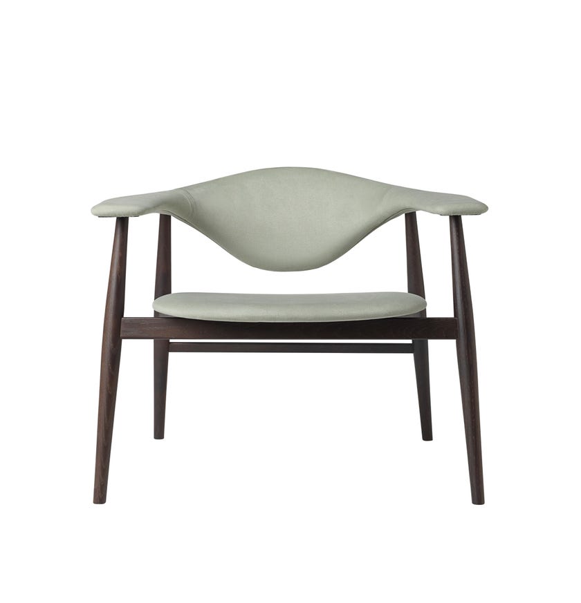 Chaise MASCULO Fully Upholstered avec pieds en chêne fumé de Gubi, Beige