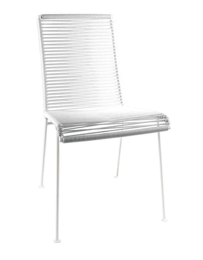 Chaise MAZUNTE de Boqa avec structure blanche, Blanc d'argent Chaise MAZUNTE de Boqa avec structure blanche, Blanc d'argent