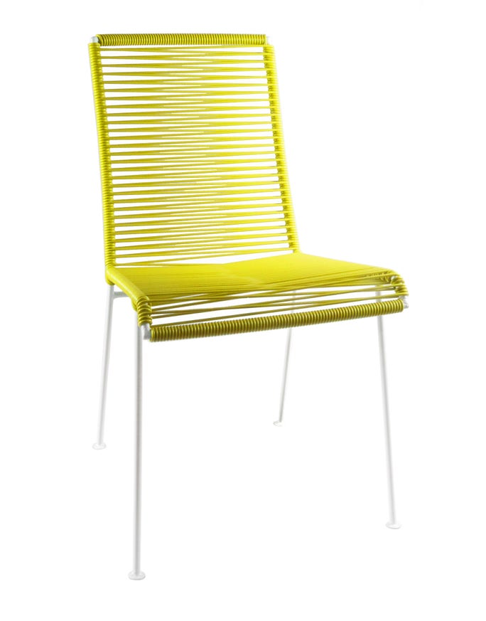 Chaise MAZUNTE de Boqa avec structure blanche, Jaune moutarde Chaise MAZUNTE de Boqa avec structure blanche, Jaune moutarde