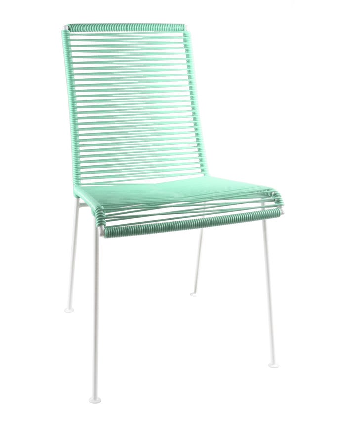 Chaise MAZUNTE de Boqa avec structure blanche, Vert d'eau Chaise MAZUNTE de Boqa avec structure blanche, Vert d'eau