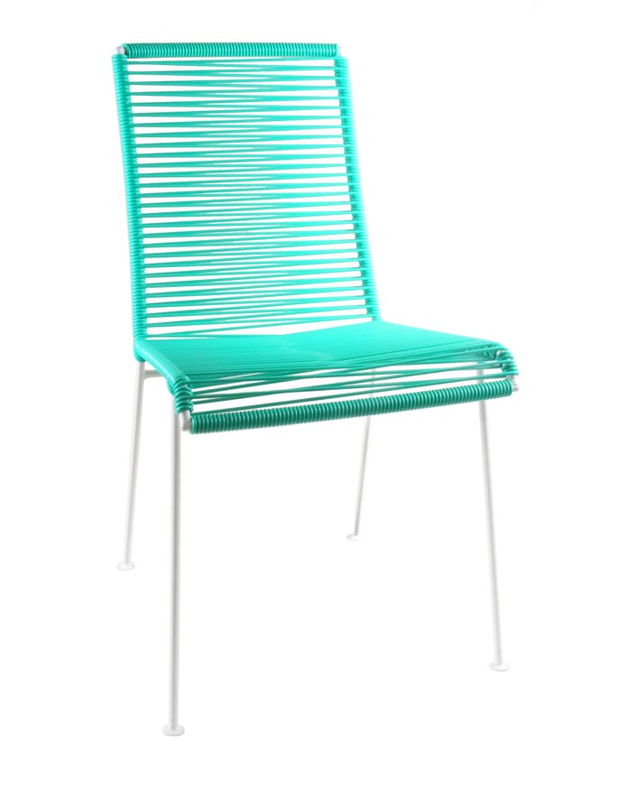 Chaise MAZUNTE de Boqa avec structure blanche, Vert turquoise Chaise MAZUNTE de Boqa avec structure blanche, Vert turquoise
