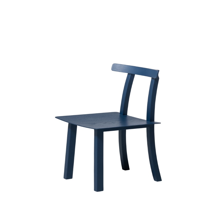 Chaise NERVOSA de Woak, Chêne teinté bleu