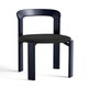 Chaise REY hêtre laqué à l'eau assise tapissé Steelcut Bleu profond