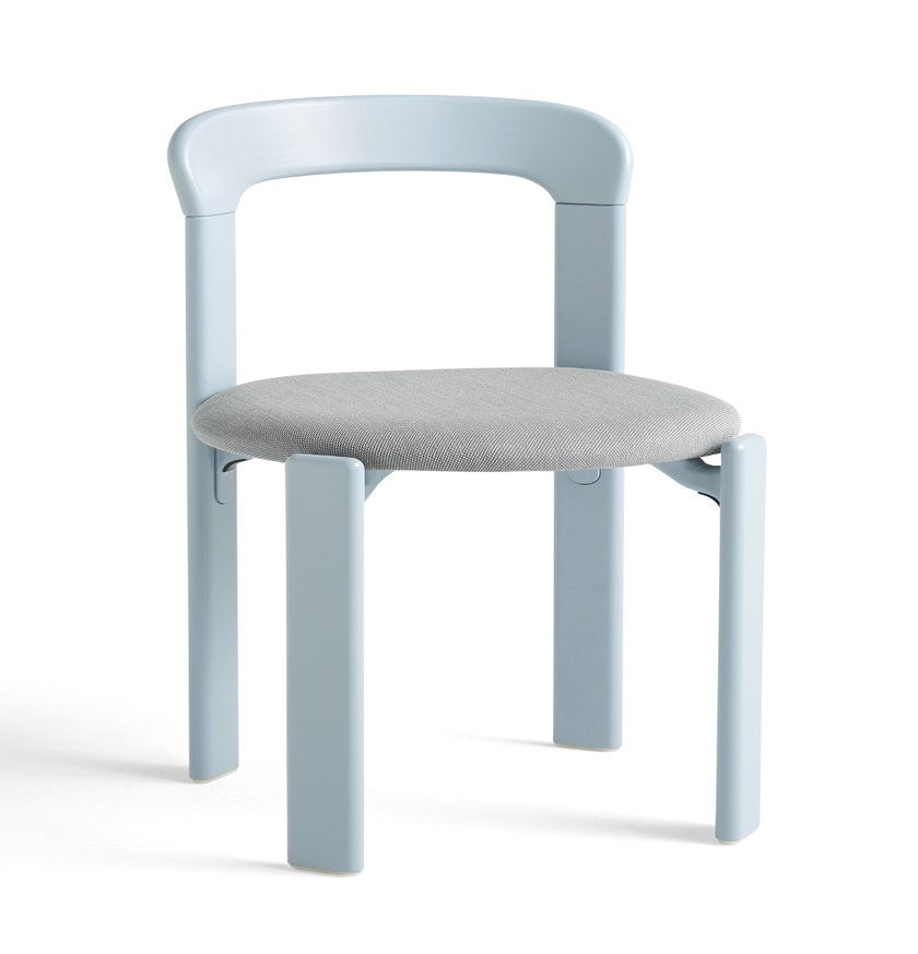 Chaise REY hêtre laqué à l'eau assise tapissé Steelcut Trio Bleu ardoise