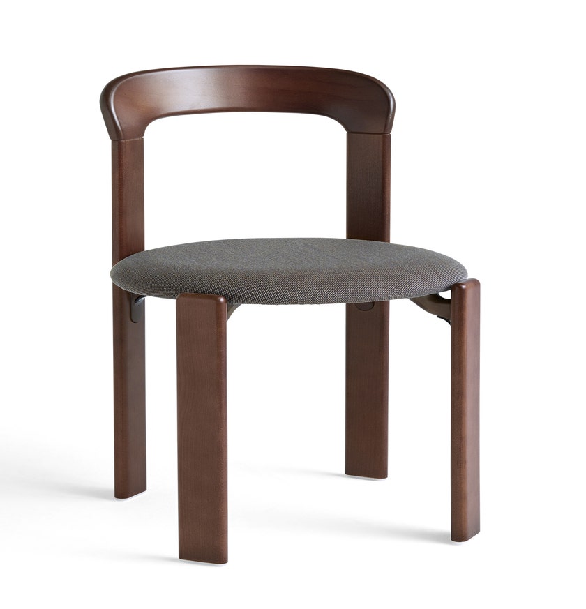 Chaise REY hêtre laqué à l'eau assise tapissé Steelcut Trio Brun terre d'ombre