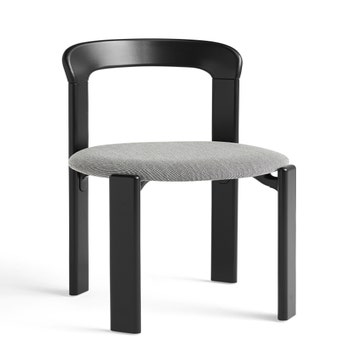 Chaise REY hêtre laqué à l'eau assise tapissé Steelcut Trio Noir profond