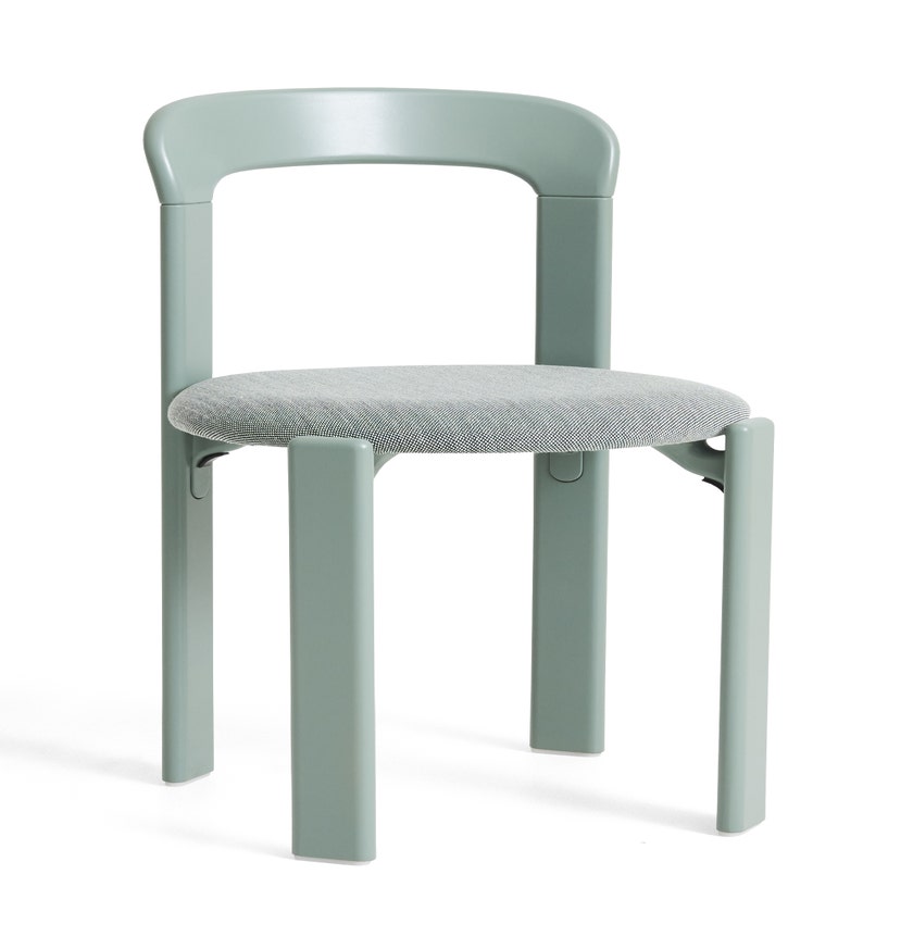 Chaise REY hêtre laqué à l'eau assise tapissé Steelcut Trio Vert Automne