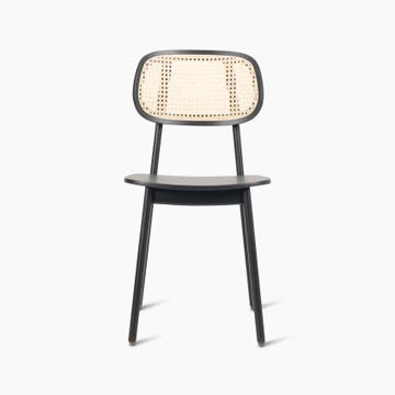 Chaise TITUS, Structure en chêne teinté noir, Assise plaqué noir
