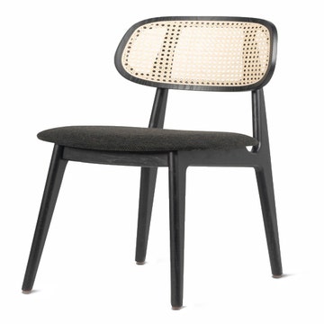 Chaise TITUS, Structure en chêne teinté noir, Assise tissu noir (Black bouclé)