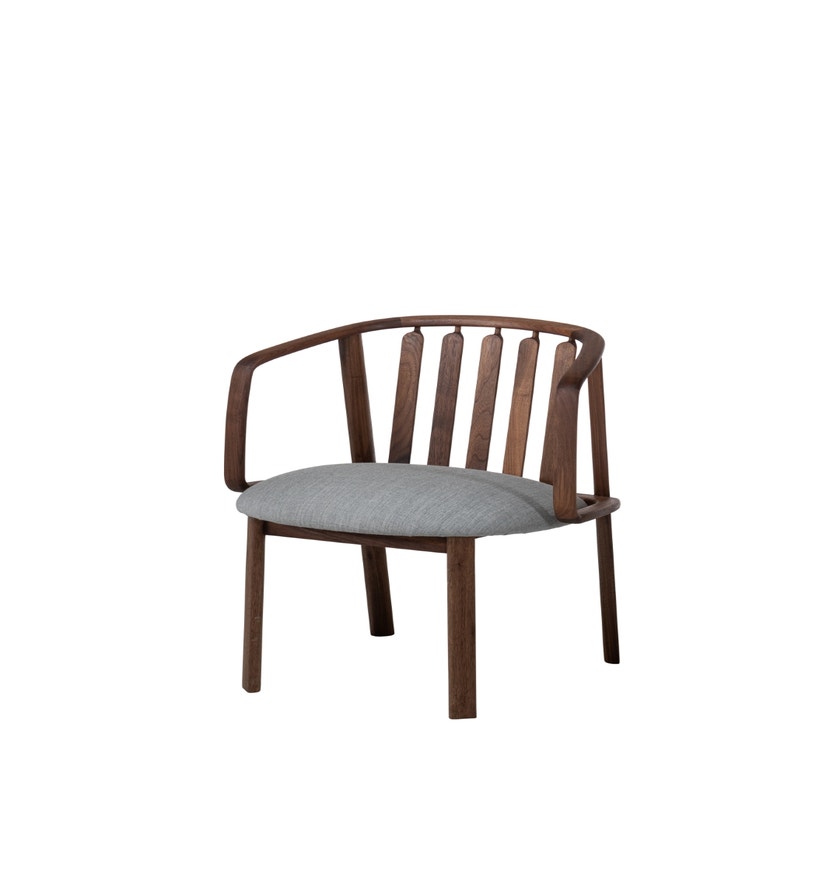 Fauteuil de table WHERRY de Woak, Noyer huilé, Assise tissu