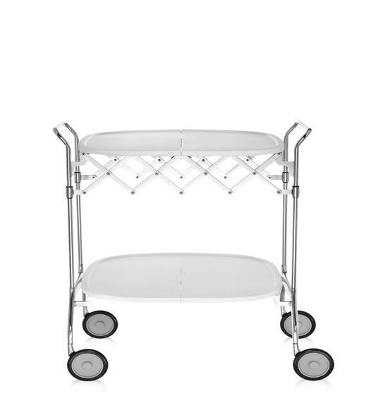 Chariot avec roulettes Gastone de Kartell, Blanc