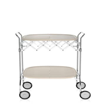 Chariot avec roulettes Gastone de Kartell, Crème