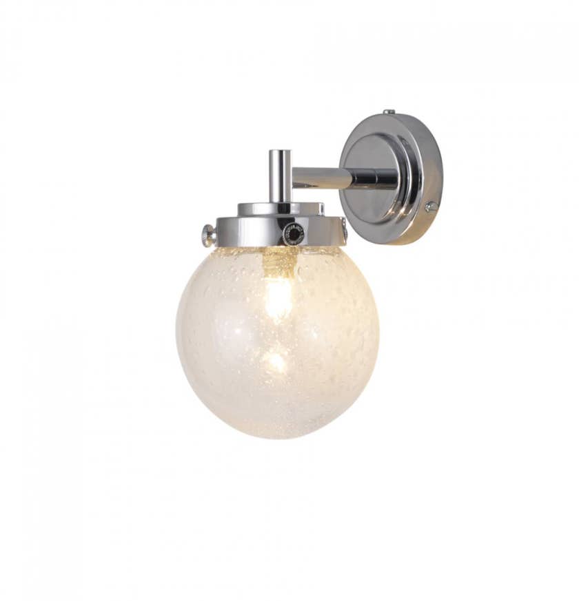 Applique MINI GLOBE d'Original BTC, Verre bulle, Chrome poli