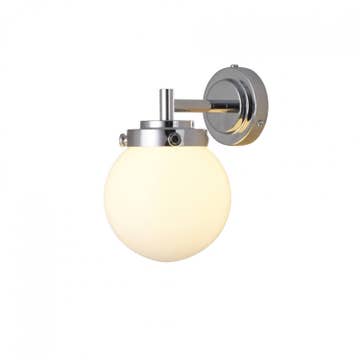 Applique MINI GLOBE d'Original BTC, Verre opalin, Chrome poli