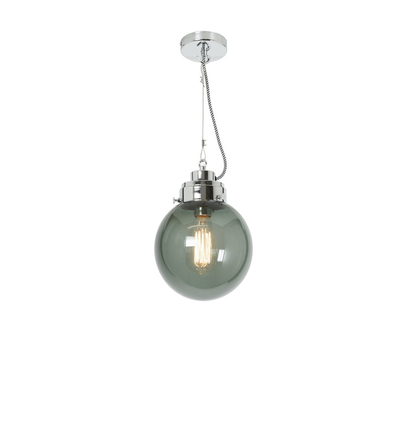 Suspension SMALL GLOBE d'Original BTC, Verre anthracite, Chrome