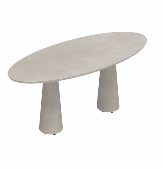 Table CONIX ELLIPSE de Royal Botania, 320x140, Cemento luminoso