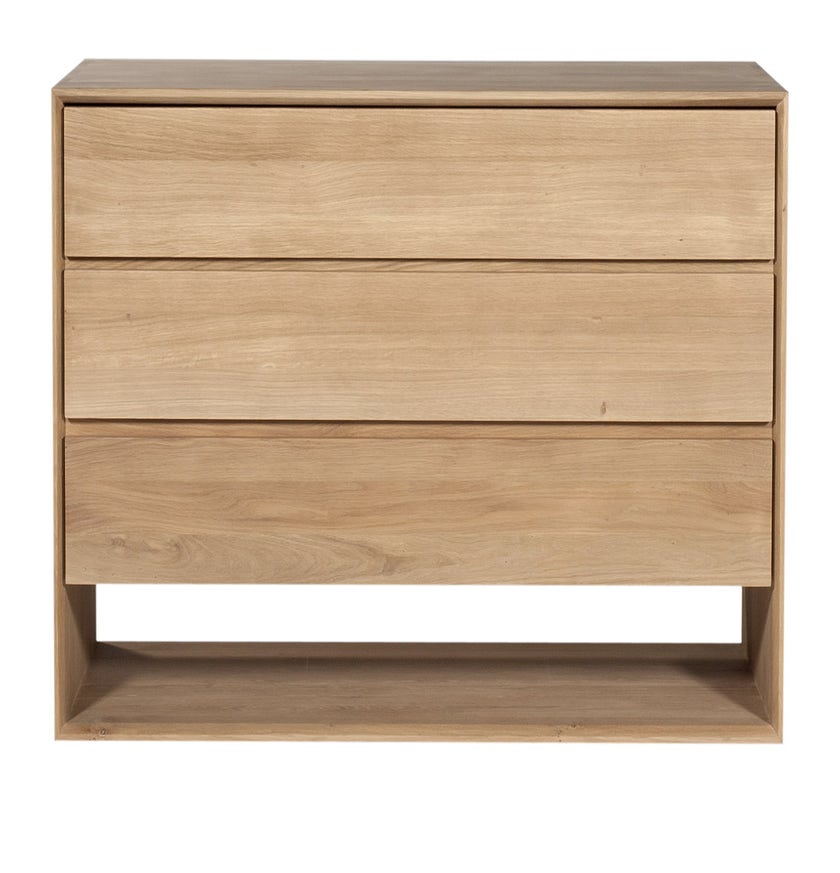 Commode NORDIC d'Ethnicraft, 3 tiroirs, Chêne