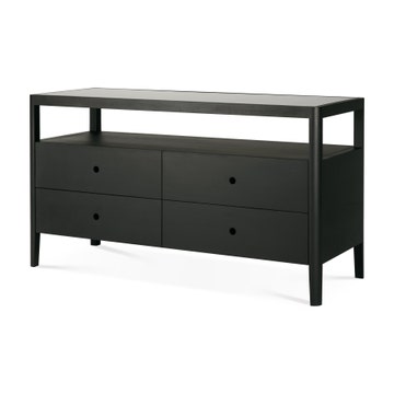 Commode Spindle - chêne vernis - noir - 4 tiroirs