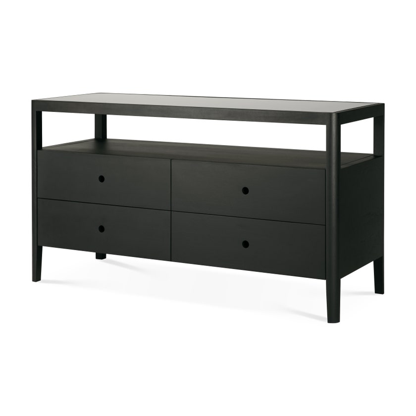 Commode Spindle - chêne vernis - noir - 4 tiroirs Commode Spindle - chêne vernis - noir - 4 tiroirs