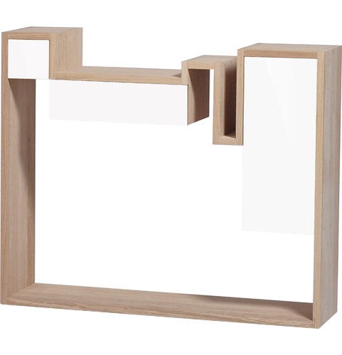 CONSOLE GLYCINE, Chêne vernis mat / Blanc de DRUGEOT MANUFACTURE