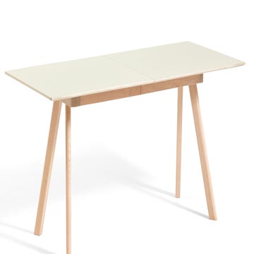 Table à rallonge CPH30 de Hay, 200 x 90 cm, Plateau lino blanc cassé, Pieds en chêne savonné