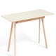 Table à rallonge CPH30, 200 x 90 cm, Plateau lino blanc cassé, Pieds en chêne savonné