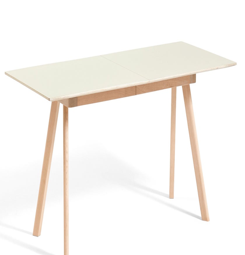 Table à rallonge CPH30 de Hay, 200 x 90 cm, Plateau lino blanc cassé, Pieds en chêne savonné