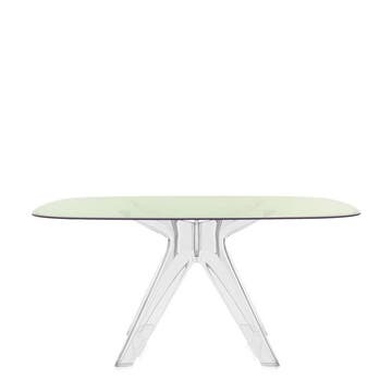 Table SIR GIO Carrée de Kartell, Pieds cristal, Vert