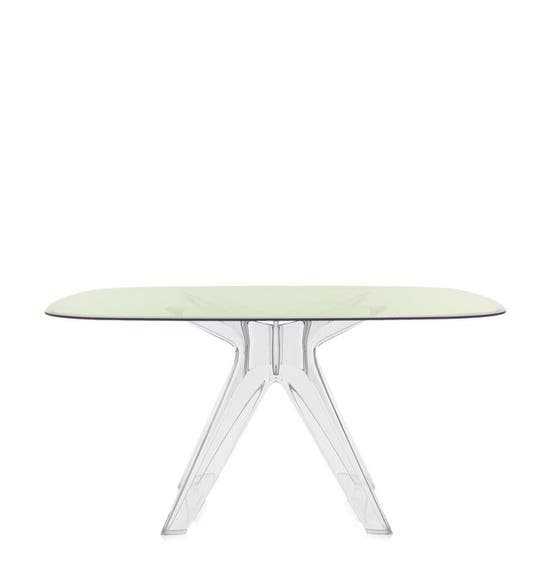 Table SIR GIO Carrée de Kartell, Pieds cristal, Vert