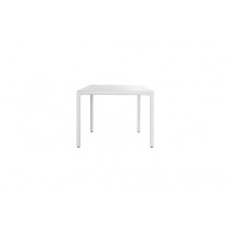 Table rectangulaire ILLUM 100 x 100 de Tribù, Pieds lin, Plateau céramique finition marbre blanc de carrare