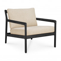 Chaise lounge JACK Outdoor de Ethnicraft, 76x90 H.73, Teck noir, tissu Natural