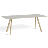 Table COPENHAGUE CPH30 200 X 90 CM de Hay, Plateau linoléum blanc cassé, Pieds en chêne vernis naturel