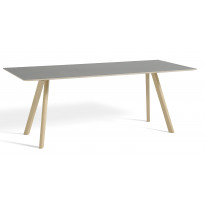 Table COPENHAGUE CPH30 200 X 90 CM de Hay, Plateau linoléum gris, Pieds en chêne vernis naturel
