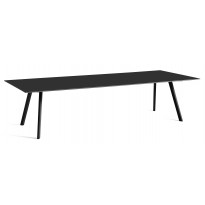 Table COPENHAGUE CPH30 300 X 120 CM de Hay, Plateau linoléum noir, Pieds en chêne noir vernis naturel