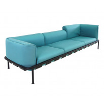 Sofa 3 places DOCK de Emu, Structure noir avec coussins turquoises