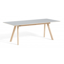 Table à rallonge CPH30 de Hay, 200 x 90 cm, Plateau lino gris, Pieds en chêne savonné
