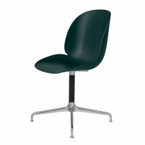 Chaise de bureau BEETLE unupholstered 4 star base de Gubi, Pieds Aluminium poli et noir, Vert