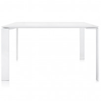 Table carrée FOUR de Kartell, 128 x 128, Piètement acier verni blanc, Plateau laminé Soft touch blanc