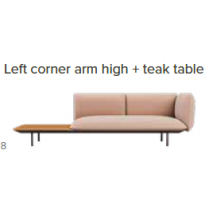 Canapé SENJA regular, Left corner arm high + table en teck, wengé avec coussin linen B12 de Tribù