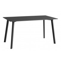 Table COPENHAGUE DEUX 210 de Hay, 140x75cm, Plateau noir laminé, Pieds hêtre noir vernis naturel