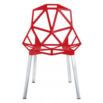 Chaise empilable ONE avec pieds en aluminium anodisé poli de Magis, Rouge