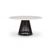 Table basse FAN Ø 90 cm de Tom Dixon, Piètement noir, Plateau marbre blanc