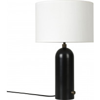 Lampe de table GRAVITY de Gubi, Blackened Steel, Abat-jour blanc