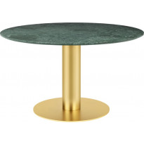 Table à manger 2.0 de Gubi, Ø 130 cm, Structure laiton, Marbre vert