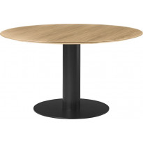 Table à manger 2.0 de Gubi, Ø 130 cm, Structure noire, Chêne