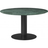 Table à manger 2.0 de Gubi, Ø 130 cm, Structure noire, Marbre vert