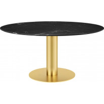 Table à manger 2.0 de Gubi, Ø 150 cm, Structure laiton, Black Marquina Marble