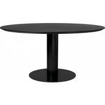 Table à manger 2.0 de Gubi, Ø 150 cm, Structure noire, Black Stained Ash Semi Matt Lacquered